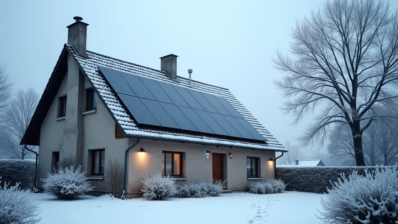 Illustration article : Panneau solaire en hiver : quelle production par temps couvert ?